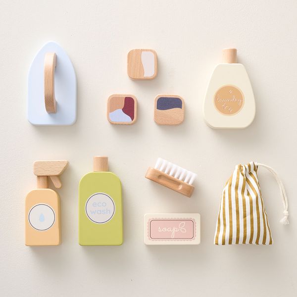 Speelgoed schoonmaakmiddel van hout | 10-delig