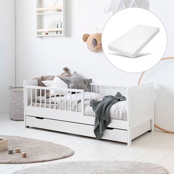 Houten Vivien bundle bed met matras 70x140 in wit van Petite Amélie