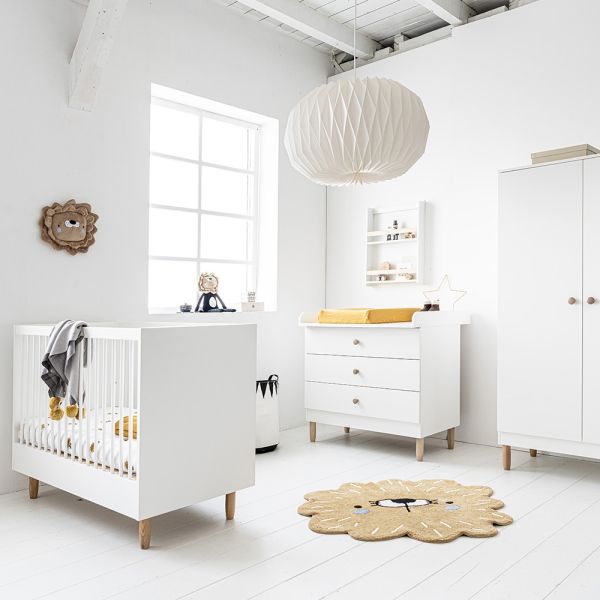 BABYKAMER «BOCCA» 3-DELIG | LEDIKANT, COMMODE EN 3 DEURS KLEDINGKAST