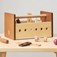 Kinder gereedschapskist van hout vanaf 3 jaar - gereedschapkoffer met accessoires, houten speelgoed, motoriekspeelgoed - cadeau voor 3-6-jarigen