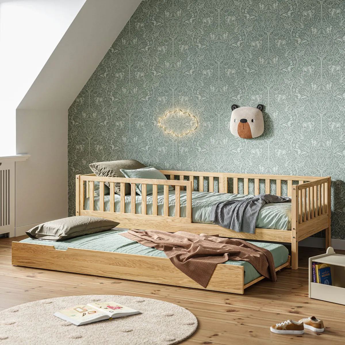 Kinderbed Plume 90x200 met lade naturel