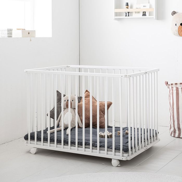 Inklapbare Baby box / Park Zèbre Wit