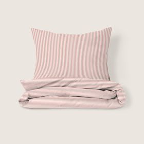 DEKBEDOVERTREKSET 140 X 200 CM «STRIPED» | OFF WHITE EN ROZE