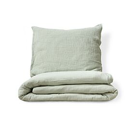 Mousseline dekbedovertrekset 120x150cm, incl. kussenhoes | Groen