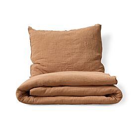 MOUSSELINE DEKBEDOVERTREKSET 120 X 150 CM INCL. KUSSENHOES | CARAMEL