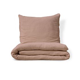 DEKBEDOVERTREKSET 140 X 200 CM | MOUSSELINE KATOEN | OUD ROZE