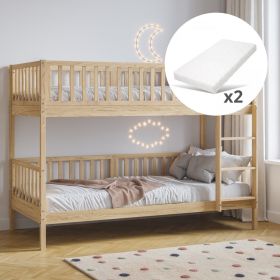 HOUTEN STAPELBED «PLUME» | 90 X 200 CM | NATUREL | INCL. 2 MATRASSEN