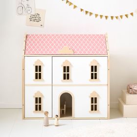 HOUTEN POPPENHUIS «VICTOIRE» | 66 cm | WIT & ROZE