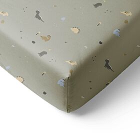 PEUTERBED HOESLAKEN 70x140 CM «DINO» | GRIJS-GROEN