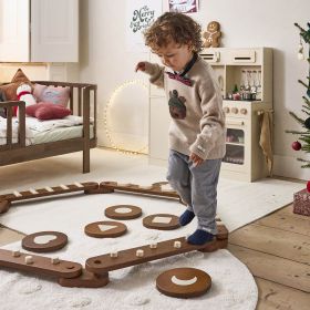 Houten evenwichtsbalk en balanceerstenen «Noyer» | Walnoot