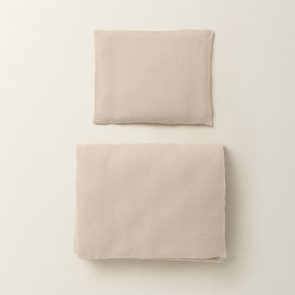 Dekbedovertrekset 120x150cm, incl. kussenhoes | mousseline katoen | Zacht roze