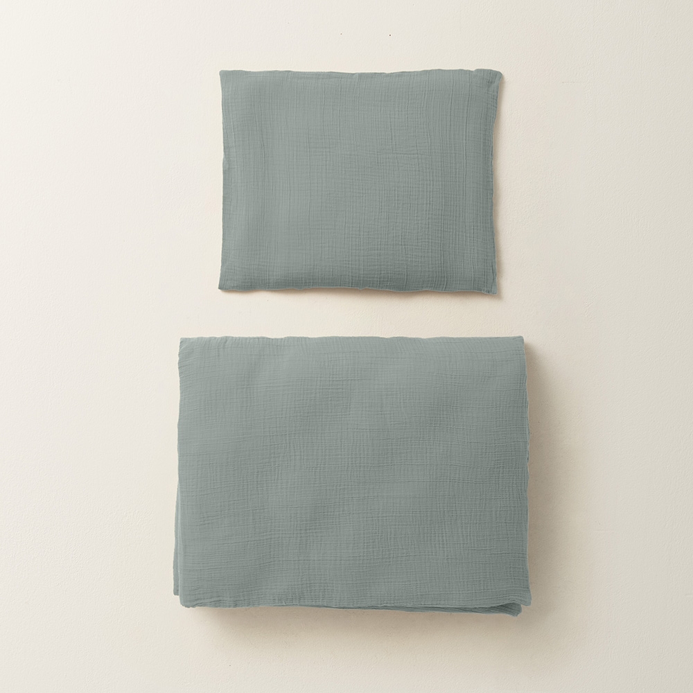 Mousseline dekbedovertrekset 120x150cm, incl. kussenhoes | Sage groen