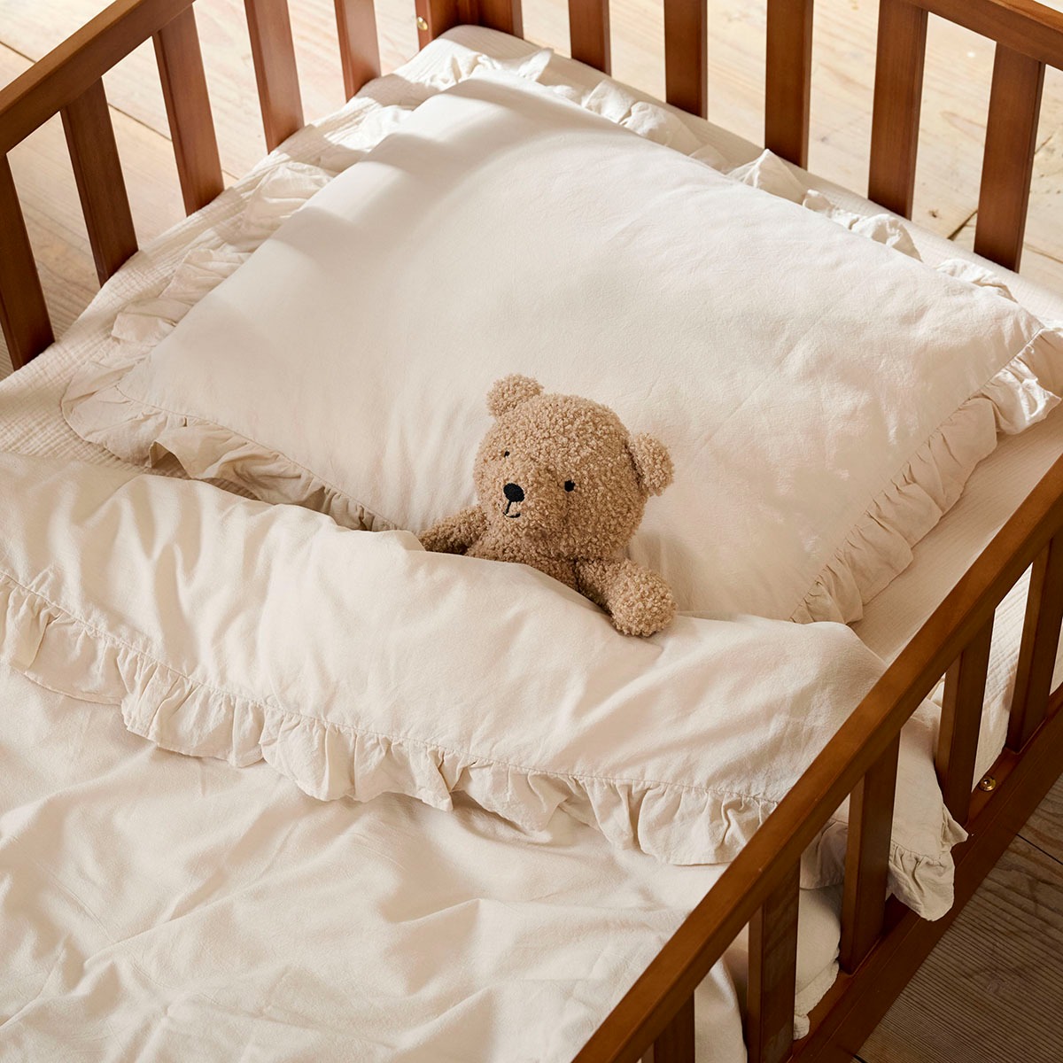 Dekbedovertrekset met ruffles «Colette» | 120 x 150 cm | Beige