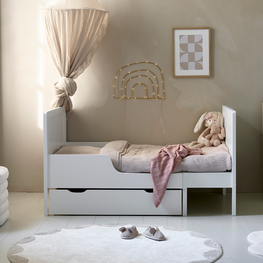 EXTENDABLE TODDLER BED «BRUME» | 80 X 140-200 CM | WHITE