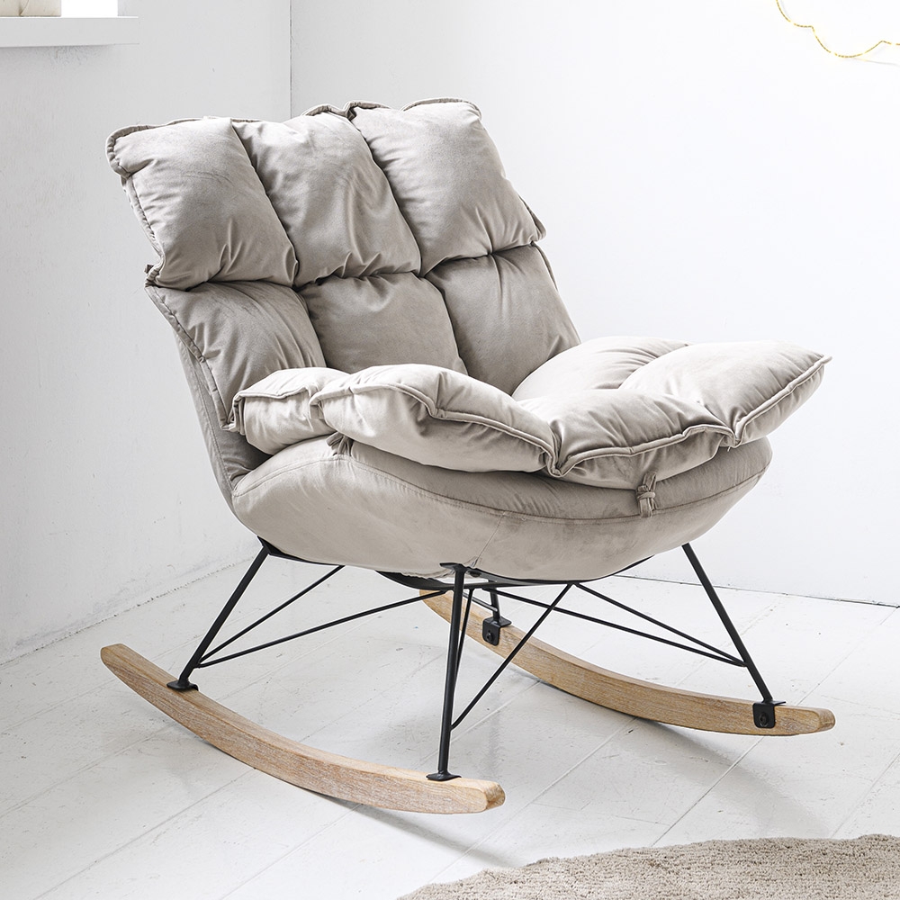 Chaise à bascule confort pour chambre bébé «COCON» | gris brun