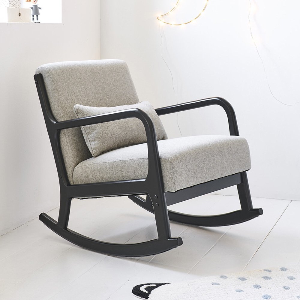 Fauteuil à bascule pour chambre bébé «Noisette» | Gris & Noir