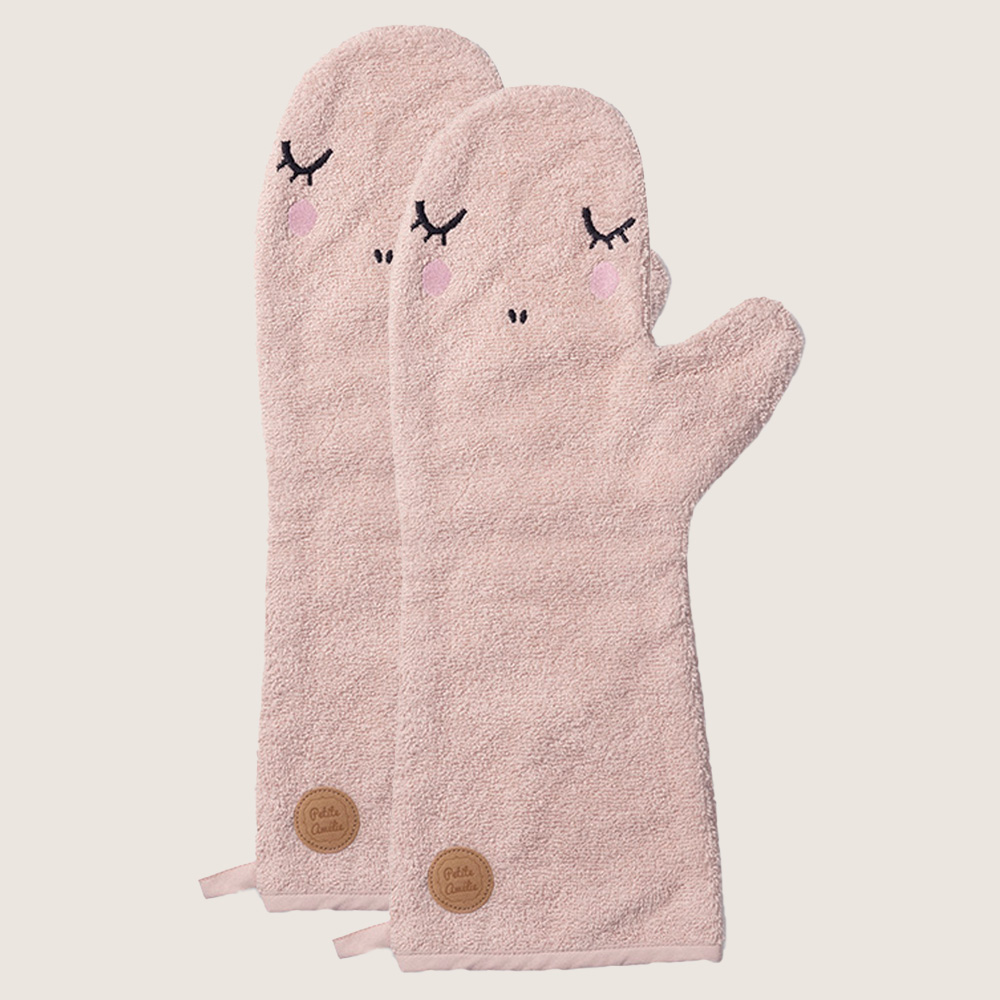 Gants de toilette licorne Lara rose, personnalisation cadeau naissance doux