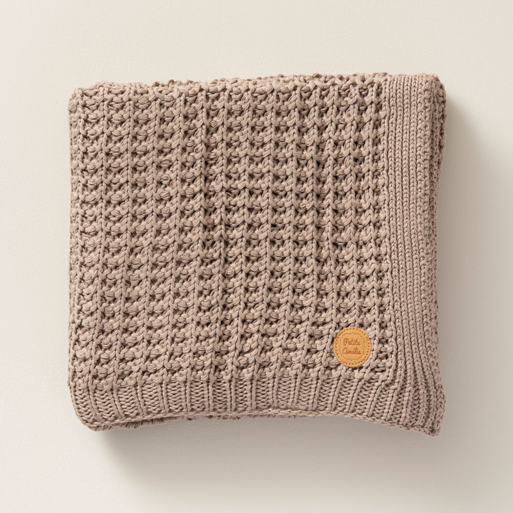 Ledikant- / peuterdeken 100x150 cm uit gebreid biologisch katoen | Diep Taupe