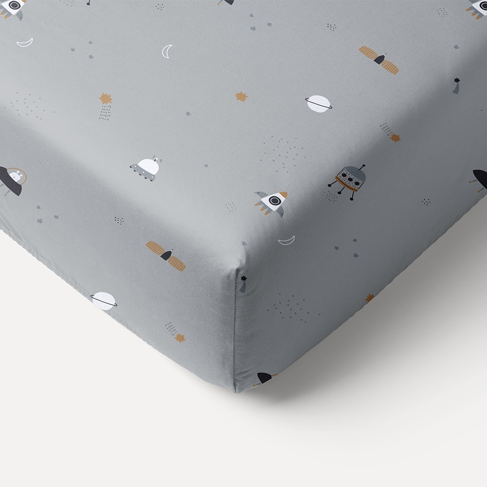 HOESLAKEN LEDIKANT 60 x 120 CM «SPACE» | BLAUW/GRIJS