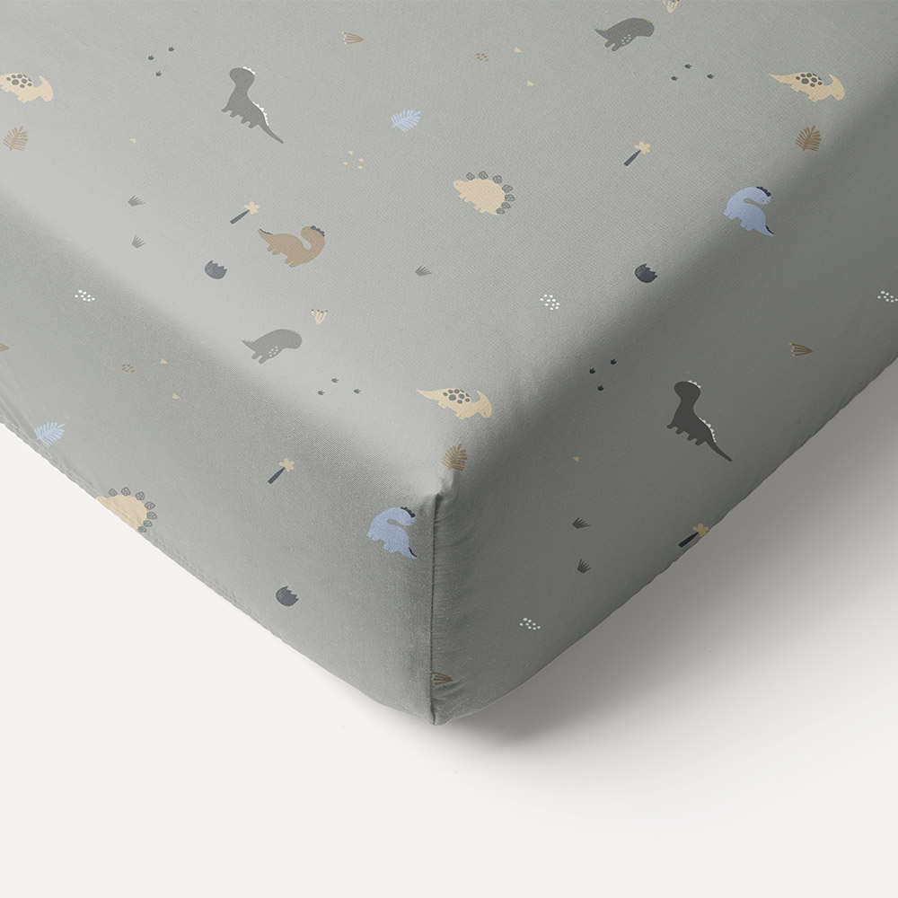 HOESLAKEN 90x200 CM «DINO» | GRIJS-GROEN