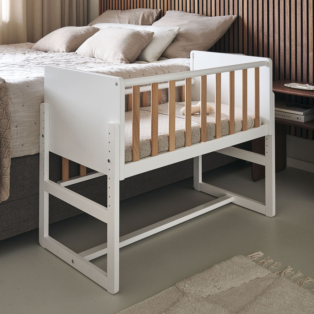 2-IN-1 CO SLEEPER / AANSCHUIFBEDJE «NUAGE» | WIT EN NATUREL 