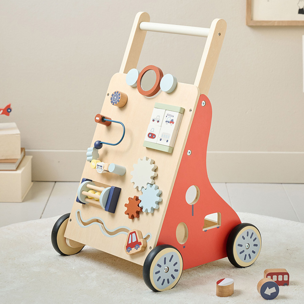 LOOPWAGEN BABY - HOUTEN LOOPWAGEN «VROUM» | ROOD