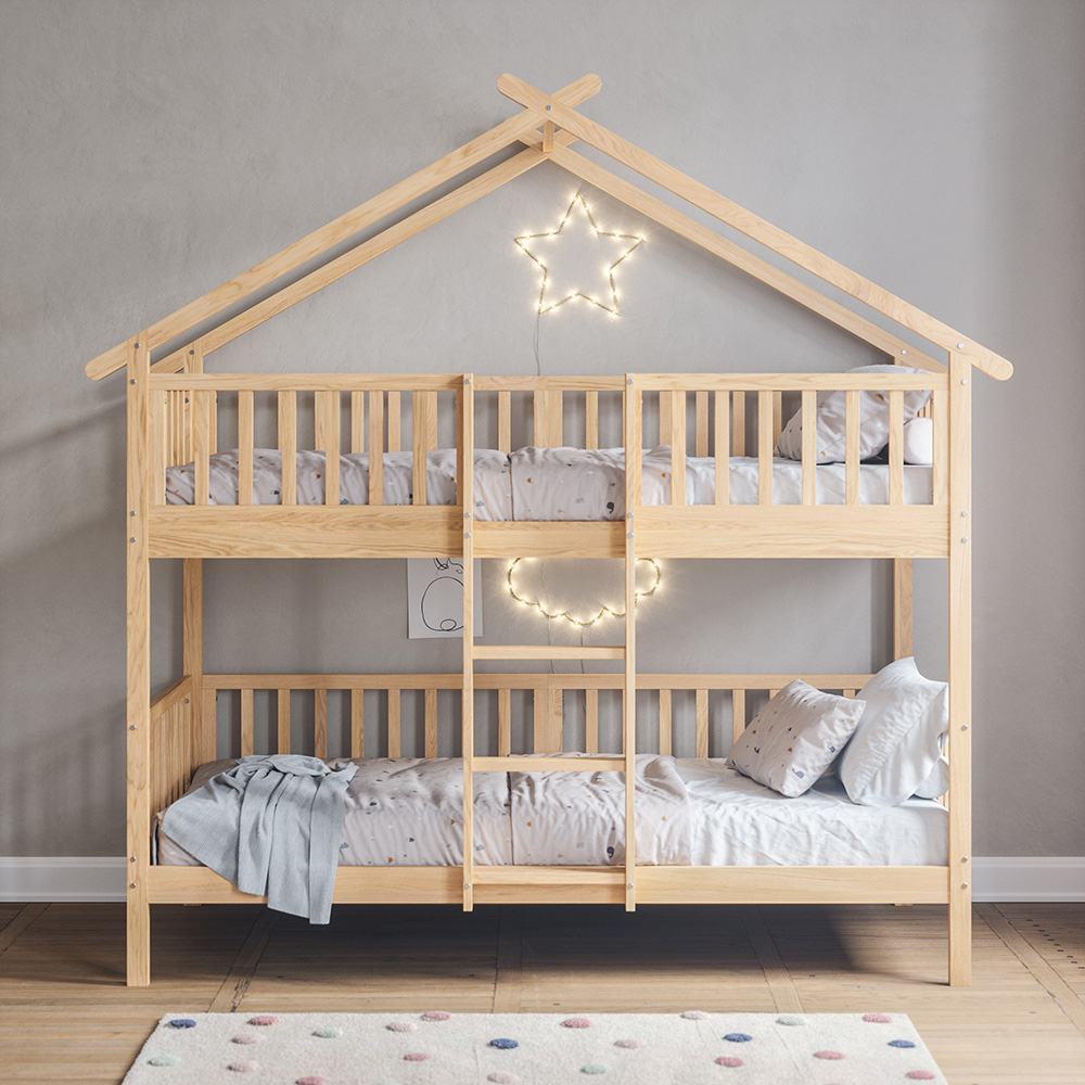 STAPELBED HUISJE «MAISON» | 90 X 200 CM | NATUREL