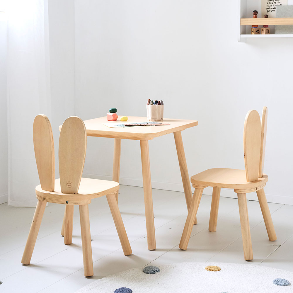 Clayre & Eef Tafelkleed 100x100 cm Beige Grijs Katoen Konijn