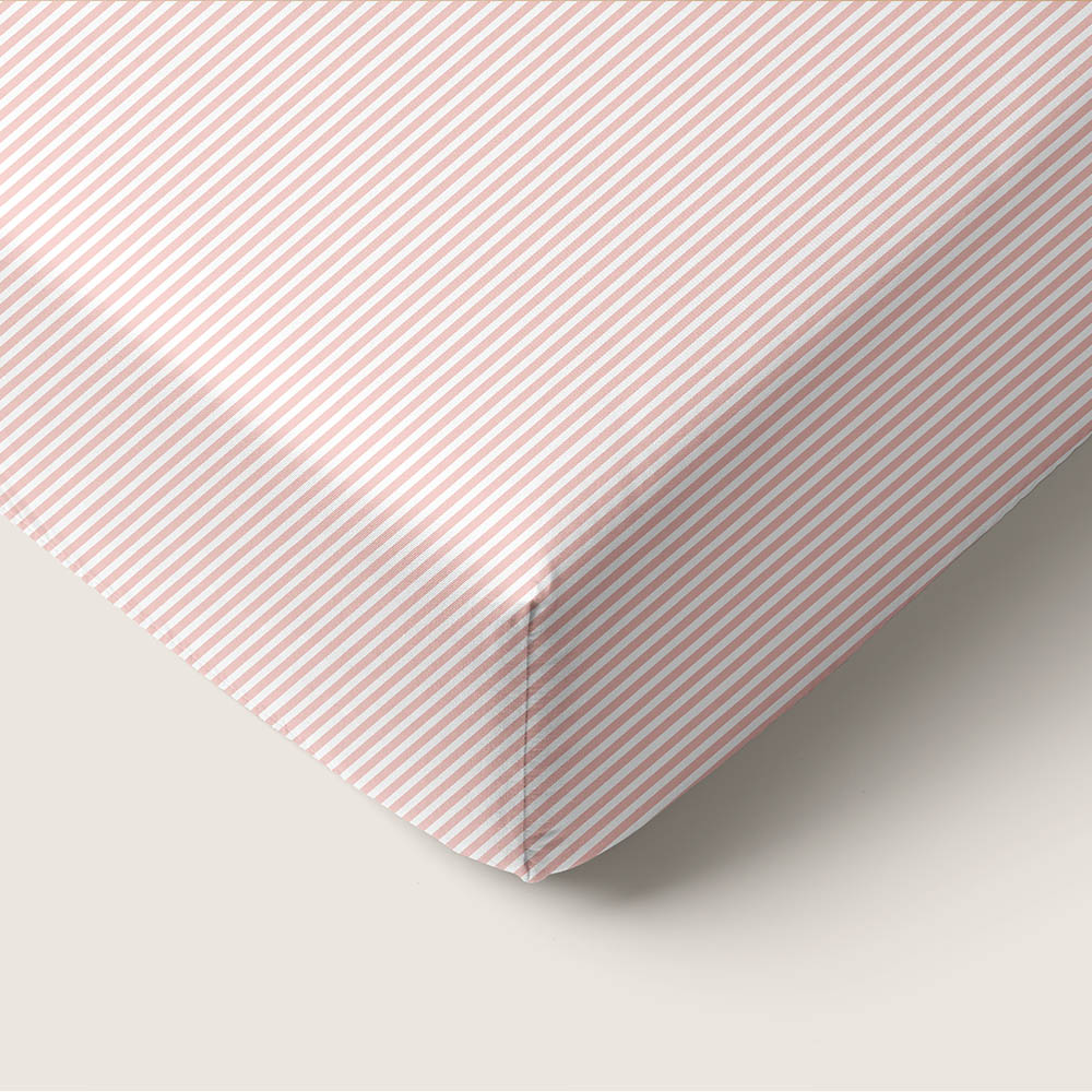 HOESLAKEN 90 X 200 CM «STRIPED» | OFF WHITE EN ROZE