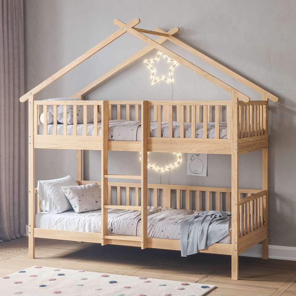 HOUSE BUNK BED «MAISON» | 90 X 200 CM | NATURAL