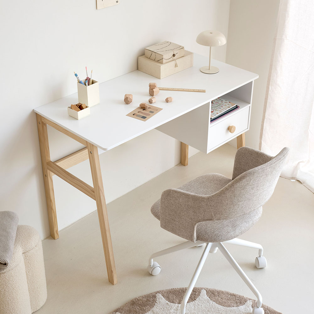 Kinderbureau met opbergruimte «Cerise» | Wit