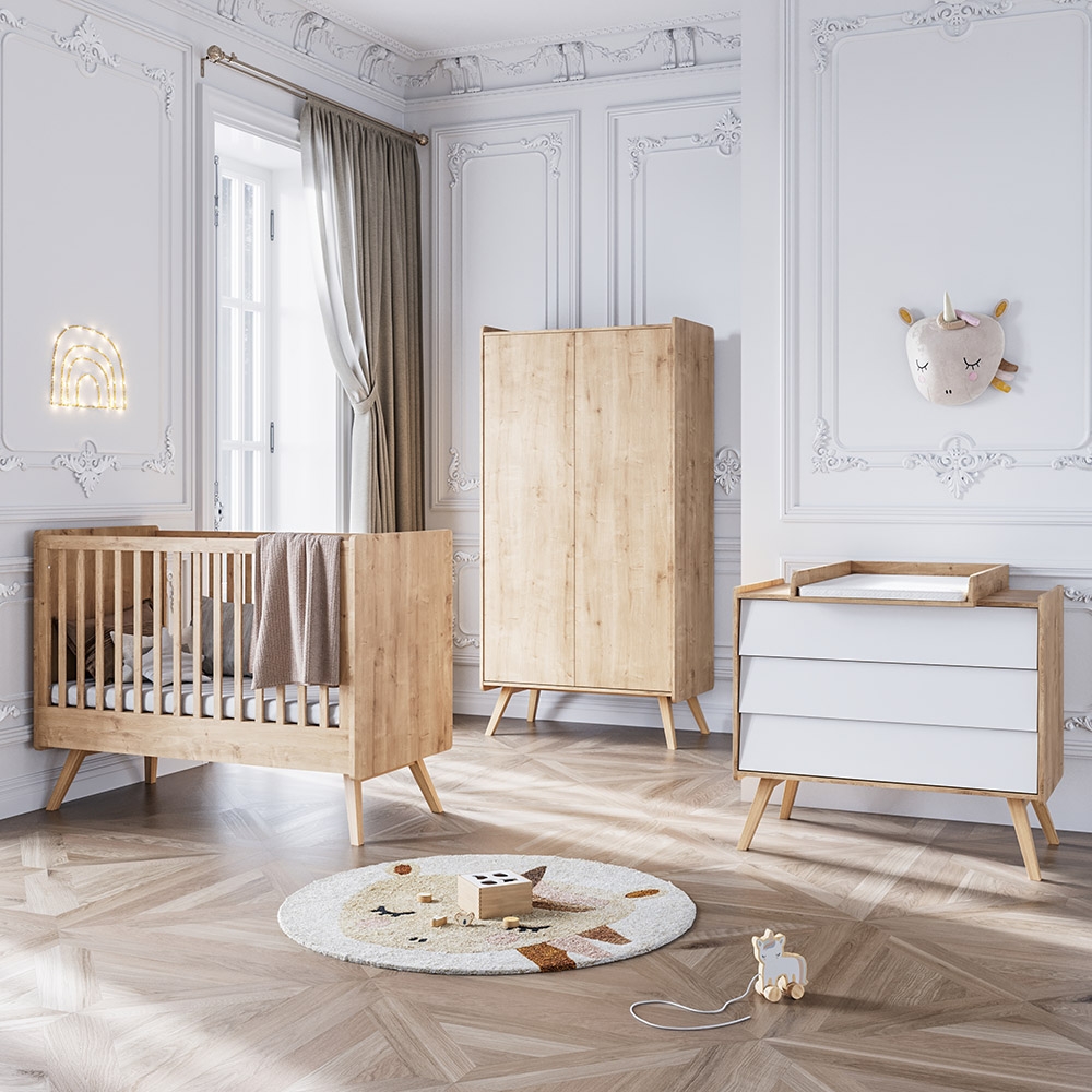 Mitwachsendes Vintage Babyzimmer in babyzimmer farbe weiss-natur