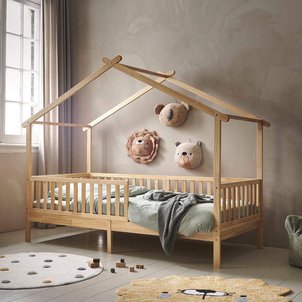 LIT CABANE «MAISON» ENFANT | 90 X 200 CM | NATUREL