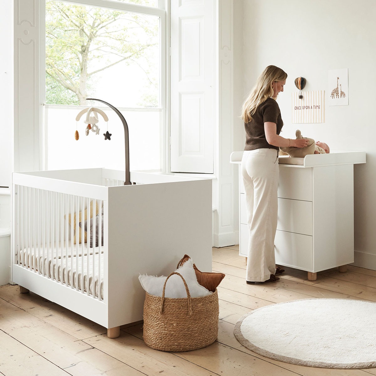 2-teiliges Babyzimmer Set «Bocca Nova» | Mitwachsendes Babybett & Kommode | Weiss