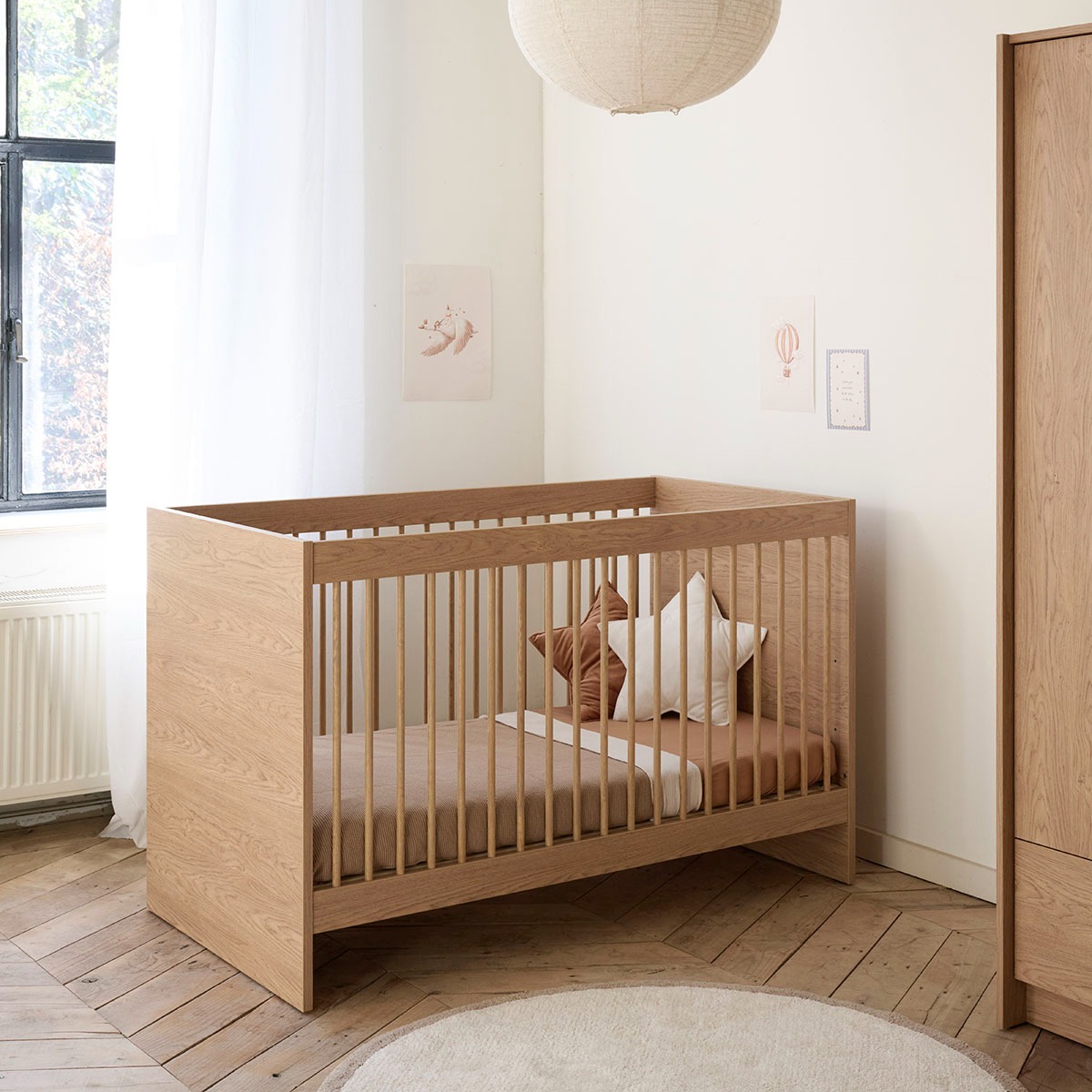 Doorgroei babykamer «Rétro» 2-delig | Meegroeibed en commode