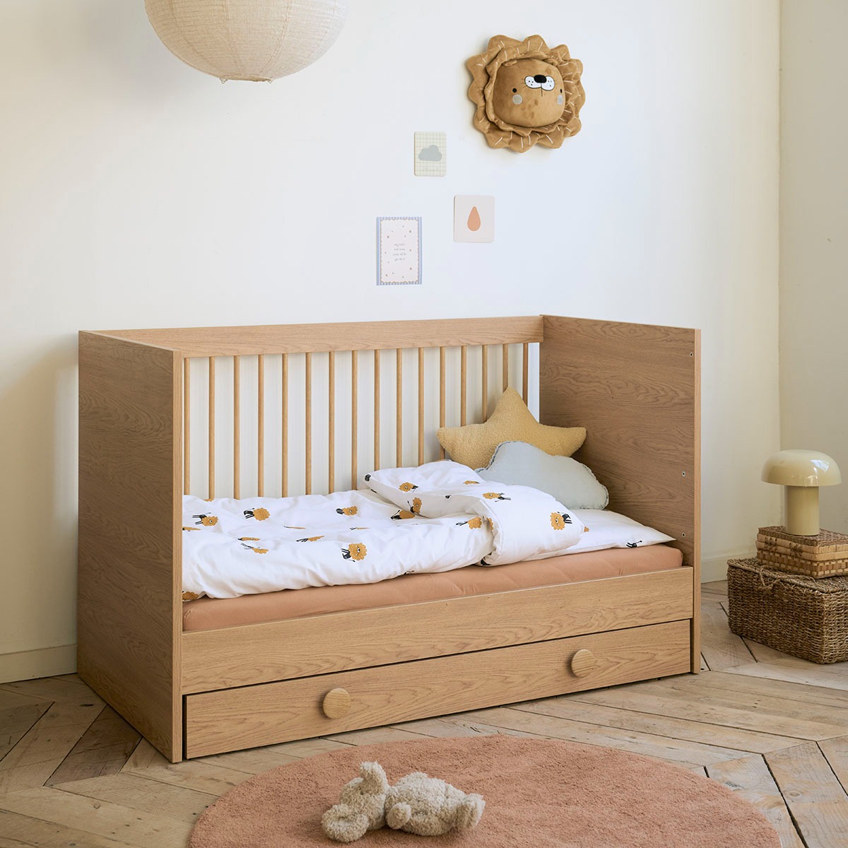 Doorgroei babykamer «Rétro» 3-delig | Meegroeibed, commode en kast