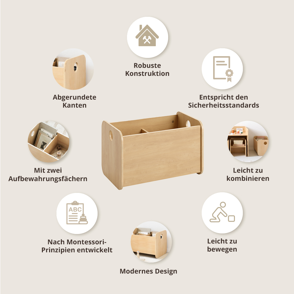 MONTESSORI HOLZSPIELZEUGKISTE «ELLIPSE» | NATUR