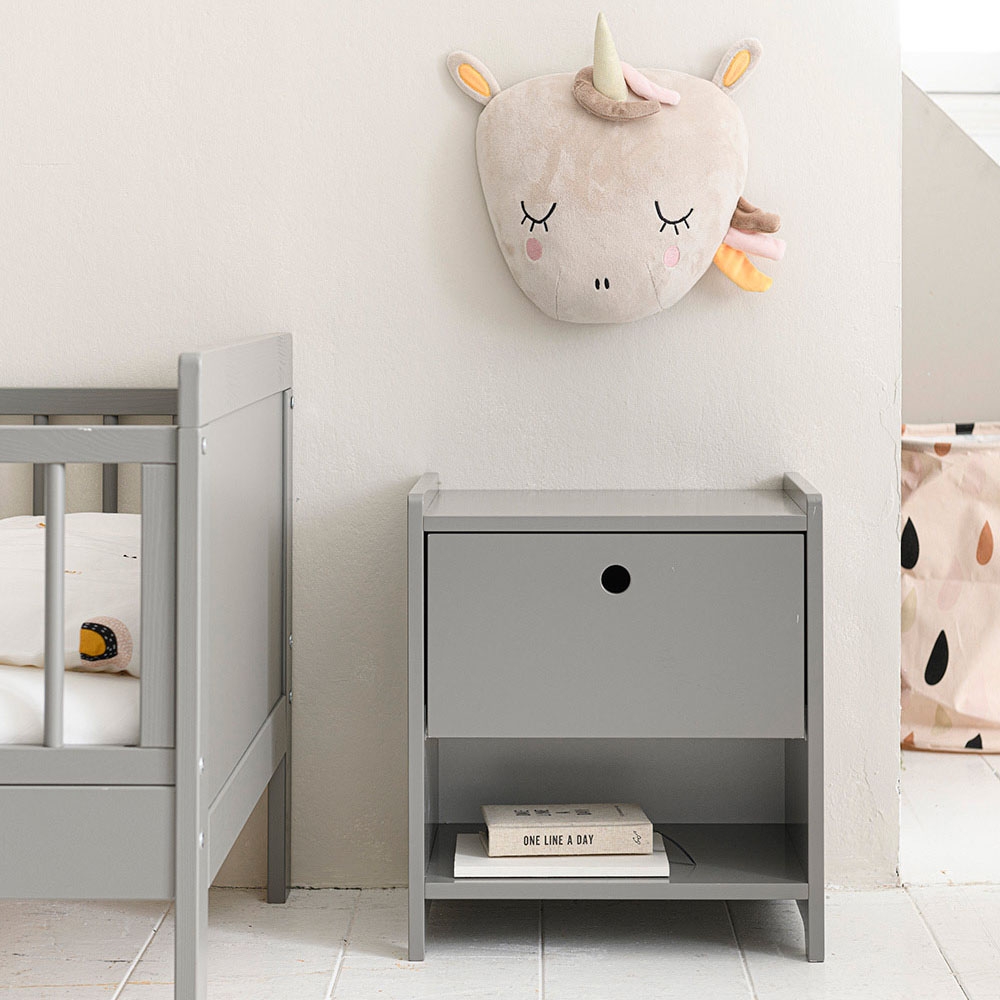 Nachtkastje voor kinderbed met lade | «PLUME» | Grijs 