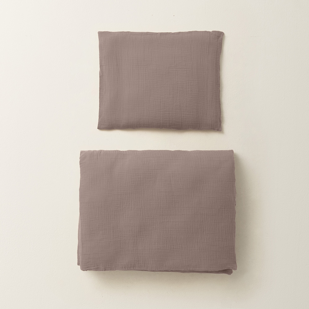 Mousseline dekbedovertrekset 120x150cm, incl. kussenhoes | Donkerroze 