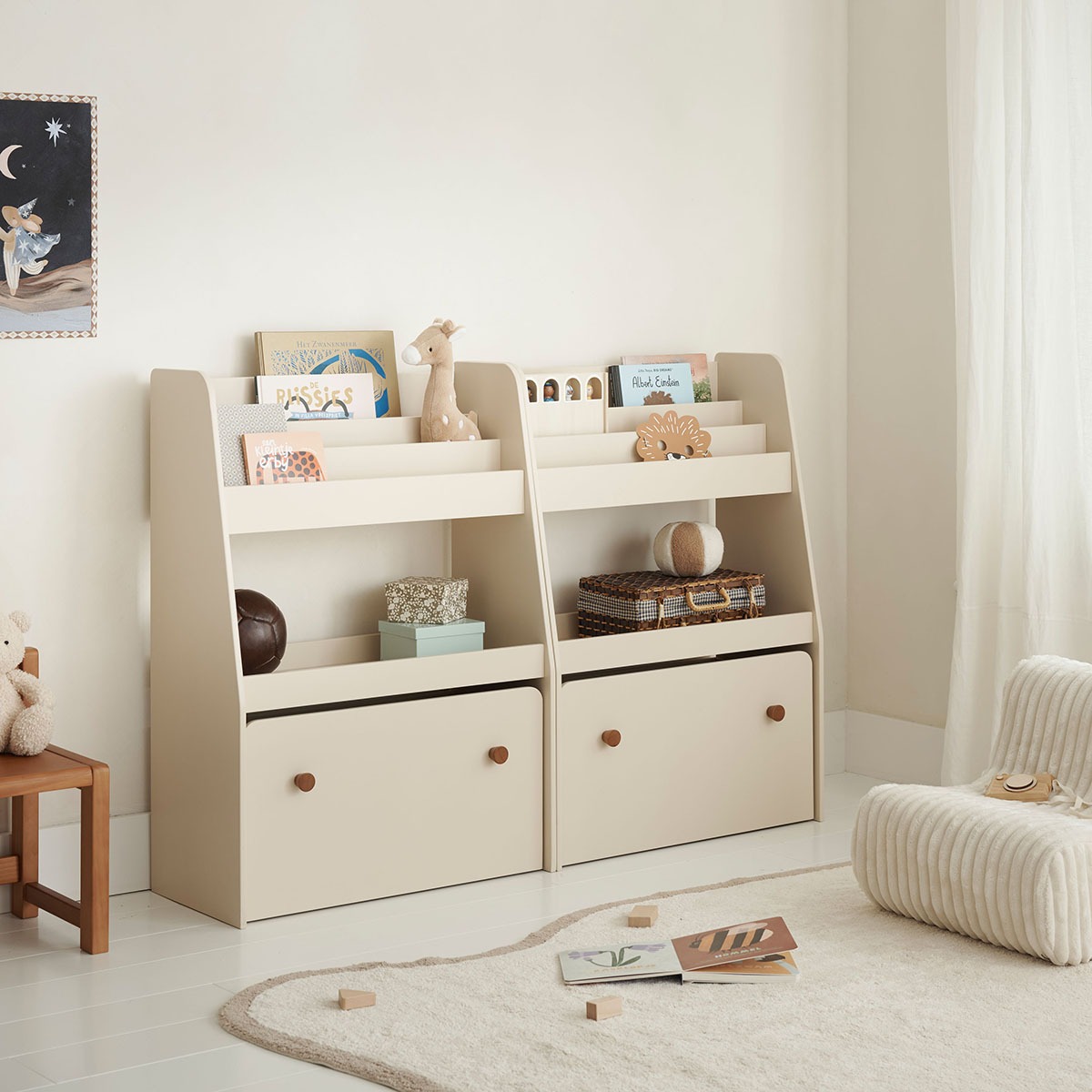 Montessori boekenkast met lade «Lune» | Beige