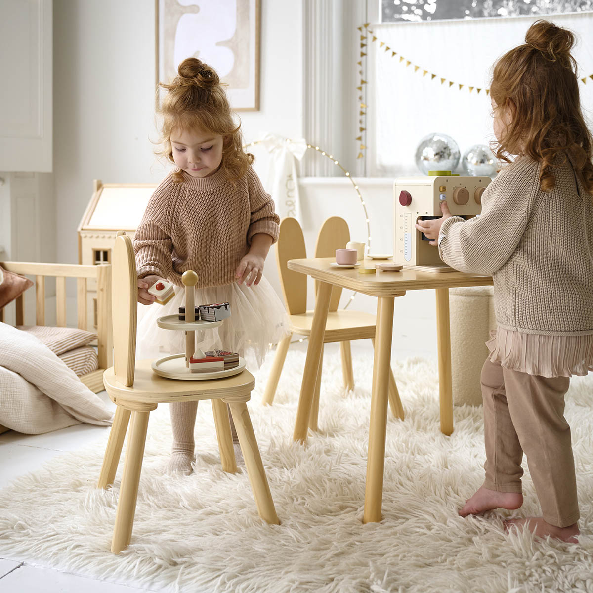 Ensemble 2 chaises et table enfant Lapin | Bois naturel