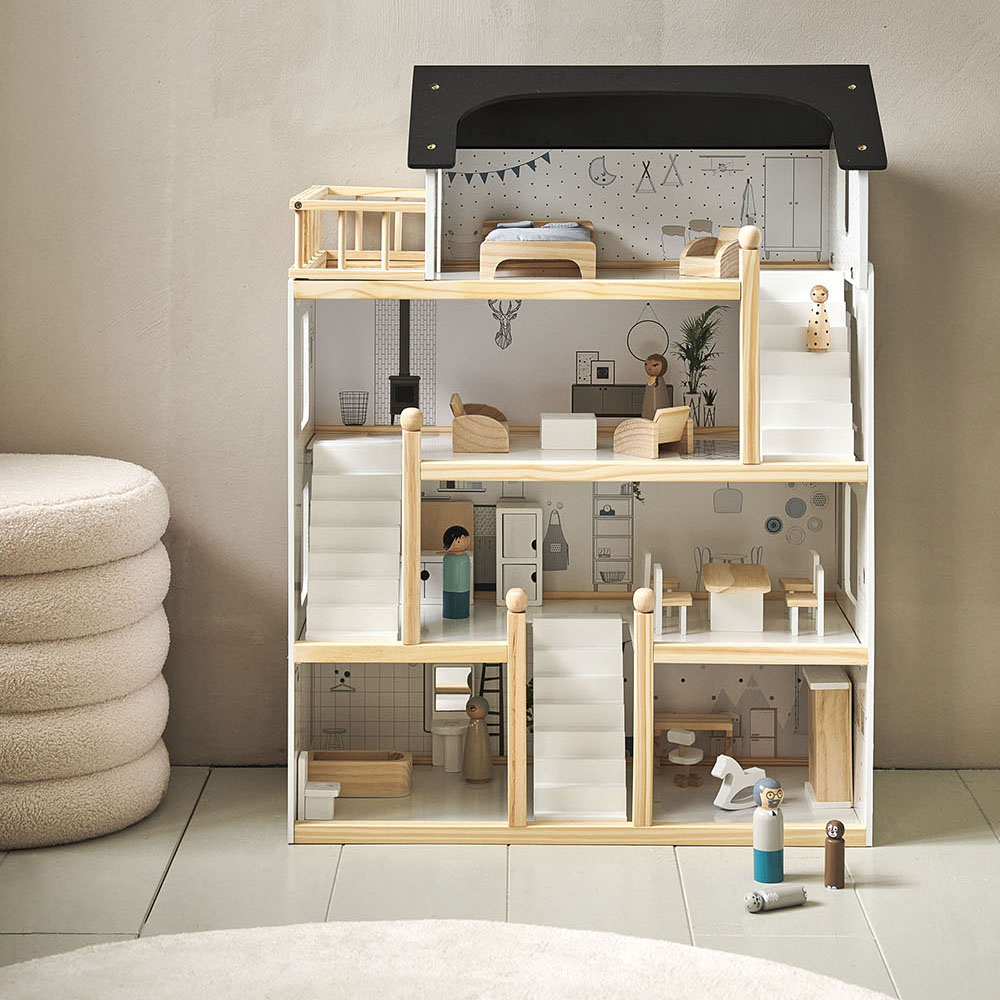 XL Houten poppenhuis incl. 19-delige meubelset  | «La maison d'Amélie»