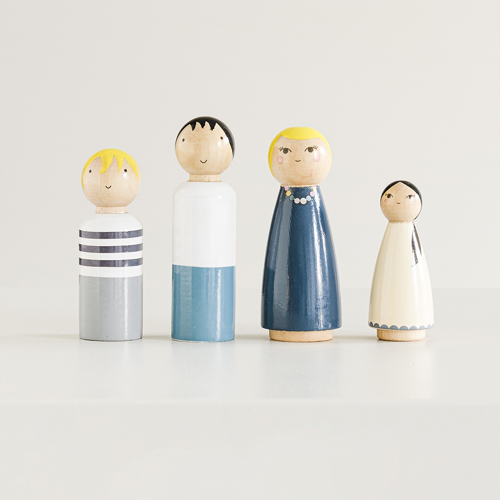 4-delige set houten poppenhuis poppetjes «Ma Petite Famille»