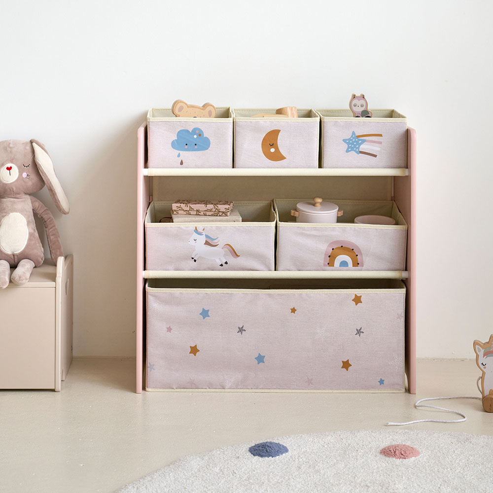 Meuble de rangement pour jouets avec bacs «Lara» | rose