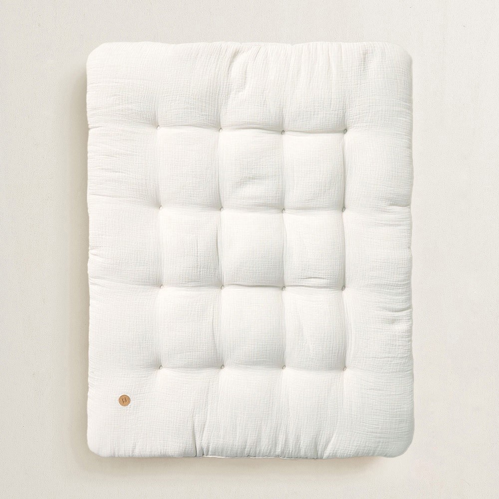 Gevoerd speelmat baby 110x85cm | Biscuit | organic cotton | Wit
