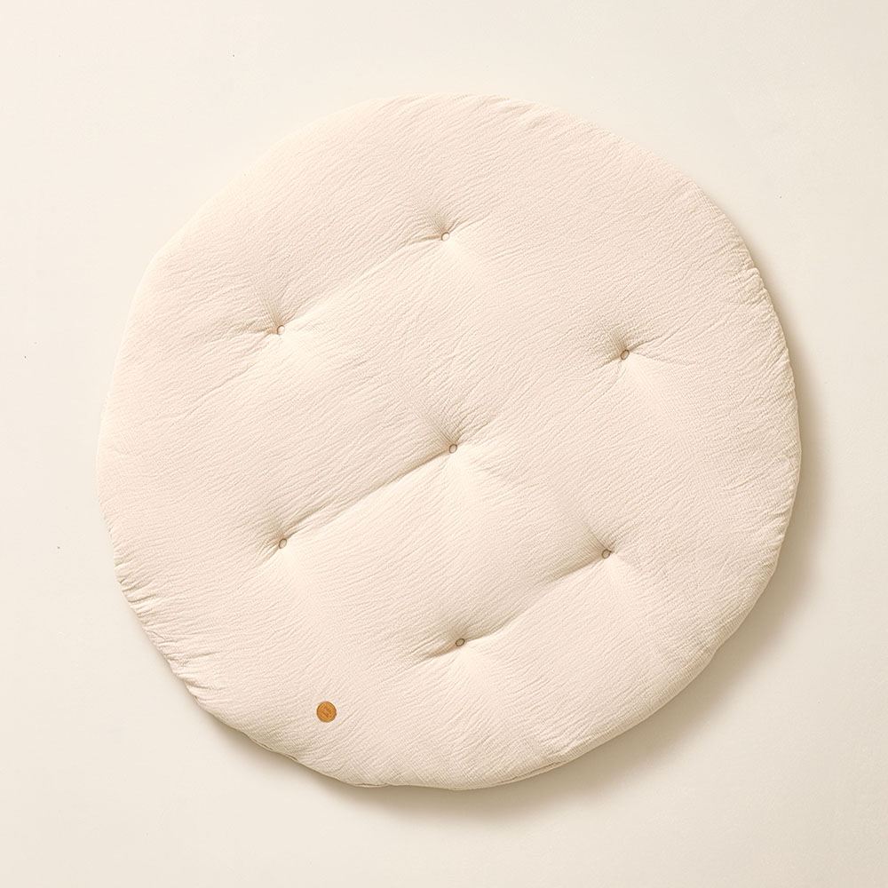 Spielmatte rund Ø 100 cm | Musselin-Baumwolle | Beige