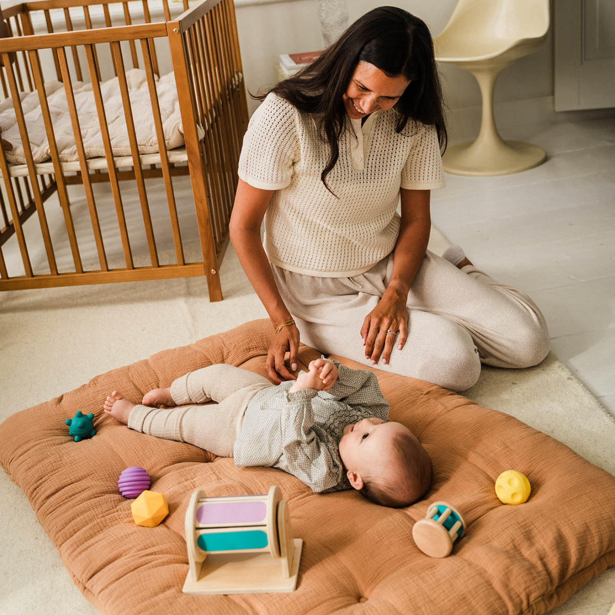 BABY SPEELMAT BISCUIT 110X85CM | BIOLOGISCH MOUSSELINE KATOEN | CARAMEL