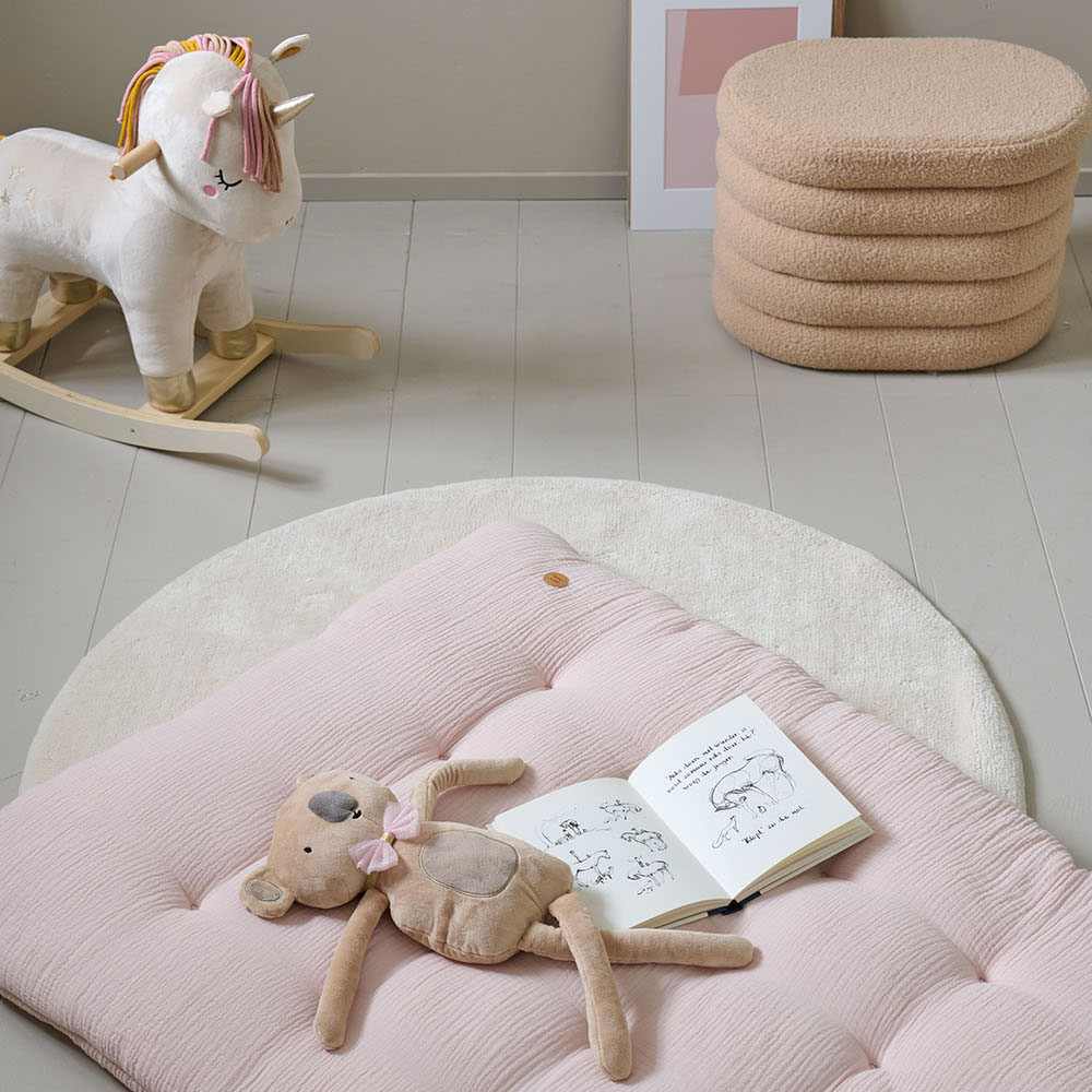 Tapis de jeu "Biscuit" 85x110 cm en gaze de coton | Rosé