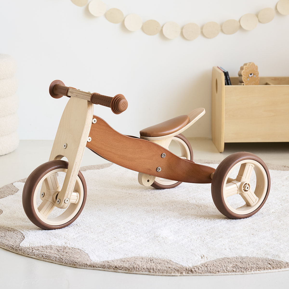 Tricycle draisienne bébé bois «Noyer»