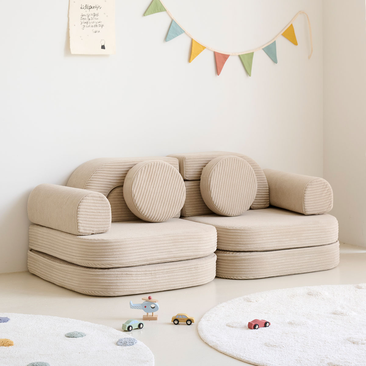 Blocs en mousse canapé | 10 pièces | Beige velours côtelé